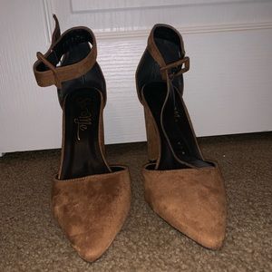 Brown suede 3 inch heels